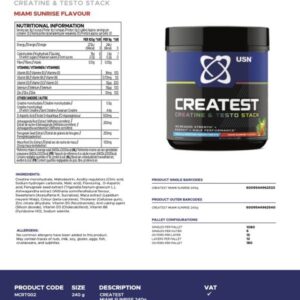 USN Createst Booster Creatine Monohidrat + Daa Aspartic acid 270g