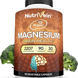 Nutrivein Magtein Magnesium L-Threonate Glycinate Taurate Brain Sleep Mood Recovery 2207 mg 90 Caps