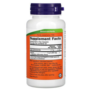 NOW Foods Valerian Root Kedi otu 500 mg 100 Veg Capsules - Görsel 2