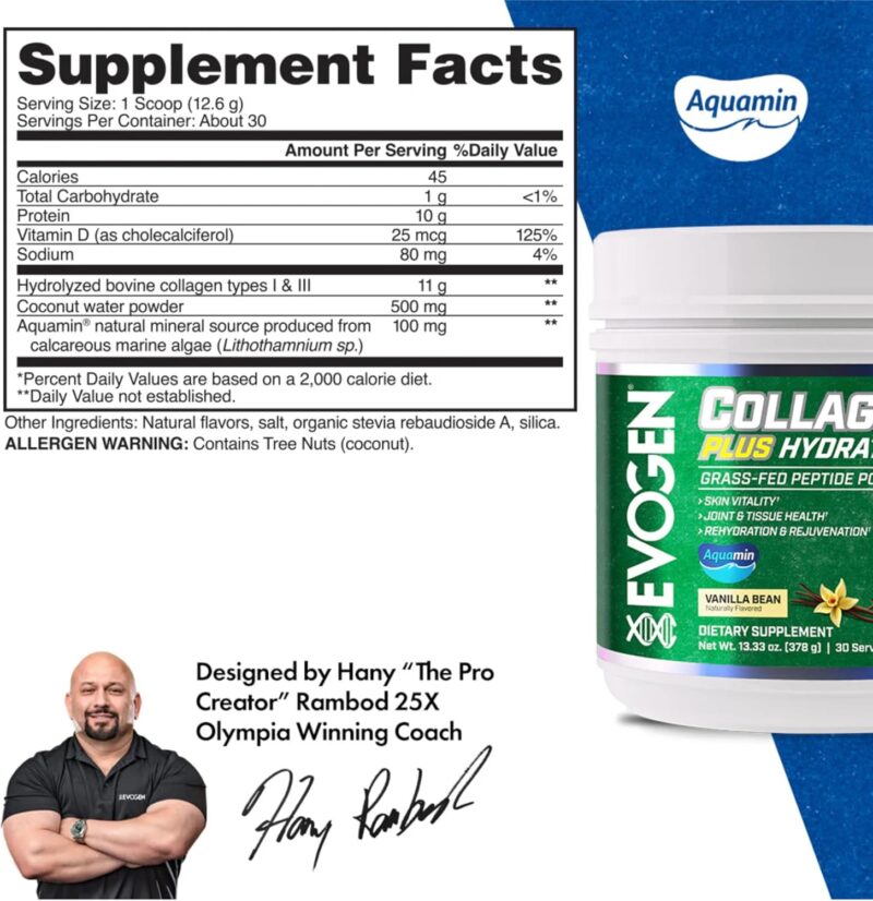 Evogen Collagen Plus Hydration Grass Fed Collagen Skin Joint & Tissue Health Unflavored - Görsel 3