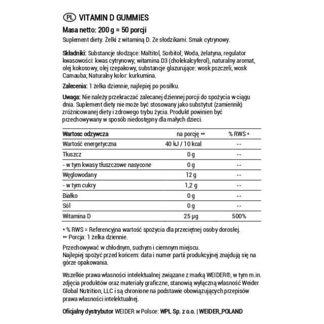 WEİDER Vitamin D3 50 Gummies - Görsel 3