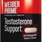 Weider Prime Testosterone Men's Support Zinc Ksm66 Enriched with Vitamins & Mineral 120 Caps