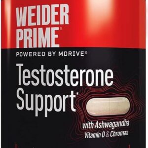 Weider Prime Testosterone Men's Support Zinc Ksm66 Enriched with Vitamins & Mineral 120 Caps