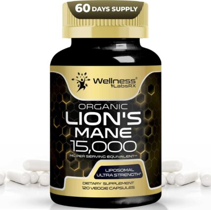 WELLNESS LABS Lions Mane Real Mushroom Brain, Memory and Focus Cognitive Immune 120 Caps