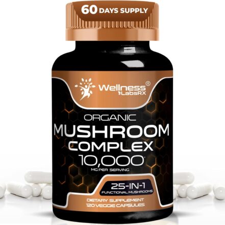 WELLNESS LABS Reishi Mushroom 10:1 Extract Lions Mane Turkey Tail 120 Caps