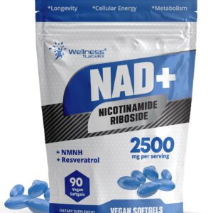 WELLNESS LABS Liposomal NAD+ Nicotinamide Riboside Resveratrol Nmnh Niacin Copper 90 Softgels