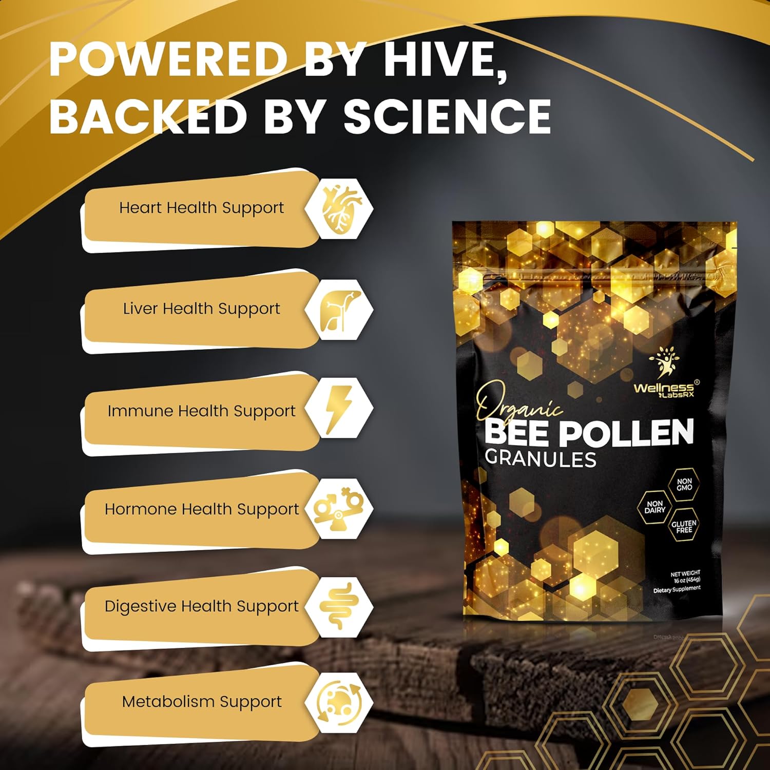 Wellnees Labs Organic Bee Pollen Arı poleni Immune Boost Digestive Proteins Vitamins Mineral