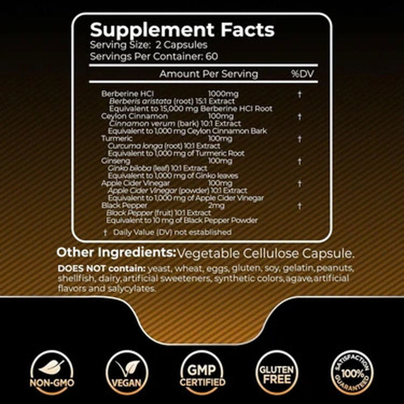 Wellnees Labs Liposomal Berberine + Ceylon Cinnamon+Turmeric + Ginseng + Ginkgo biloba 15,000mg – 120 - Görsel 4