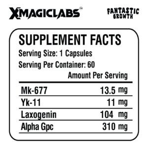 XMAGICLABS FANTASTIC GROWTH Mk677 Ibutamoren - Yk11 myostatin - Laxogenin - Alpha gpc 60 Caps - Görsel 3