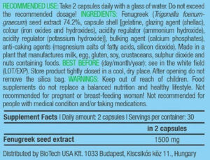 BioTech USA Fenugreek 1500 Çemen otu tozu 60 capsules - Görsel 3