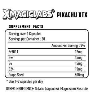 Xmagiclabs Pikachu XTX Sr9011 - Gw Cardarine - S4 Andarine - S24 Grape Seed 30 Caps - Görsel 3