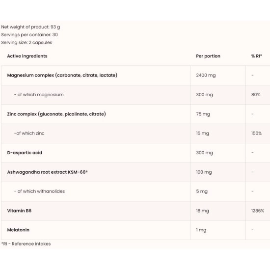 OstroVit ZMAdvanced Testo Booster (Daa Aspartic Acid+Zinc+Magnesium) 60 caps