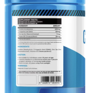 Everload Nutrition CREA+TEST Creatine Zinc Daa D3 Test Booster 300g