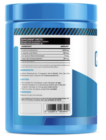 Everload Nutrition CREA+TEST Creatine Zinc Daa D3 Test Booster 300g - Görsel 2